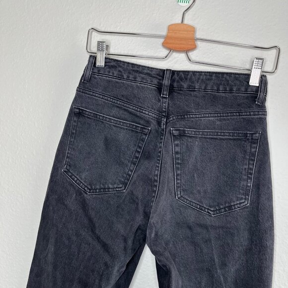 Topshop Womens Straight Leg High Waisted Black Denim Jeans Size 26 Frayed grunge - Picture 3 of 11